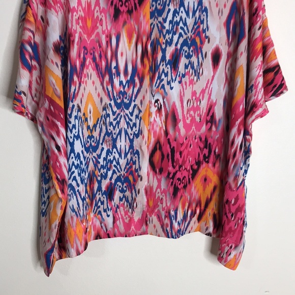 Chicos colorful Ikat-Print Split-Neck Blouse top size 3 - Picture 14 of 16